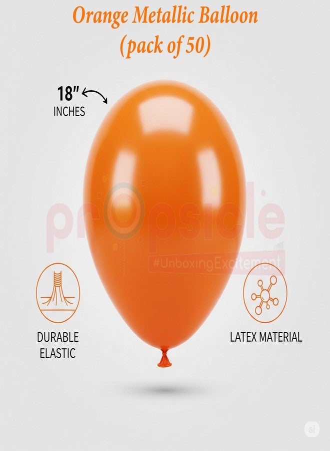 Propsicle Orange HD Metallic Balloons Pack Orange Theme Kids Birthday Party Decoration Bachelorette Party Balloon Anniversary Item - Packet of 50 Balloons, Pack of 50 - Image 2